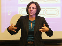 Elizabeth A. Mannix, Ph.D., Professor of Management and Organizations, and Director of the Institute for the Social Sciences at Cornell University, at the Academy’s opening session at the Cornell campus. Elizabeth A. Mannix, Ph.D., Professor of Management and Organizations, and Director of the Institute for the Social Sciences at Cornell University, at the Academy’s opening session at the Cornell campus.