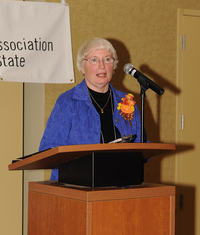 Sheila O&rsquo;Connell accepts the Auxiliary of the Year Award on behalf of the Saratoga Hospital Volunteer Guild. 