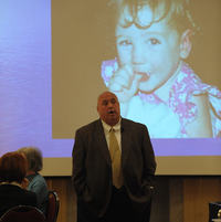 Wes Merritt spoke about his daughter’s accidental death and the decision to donate her organs. An image of his daughter Sarah is behind him. Wes Merritt spoke about his daughter’s accidental death and the decision to donate her organs. An image of his daughter Sarah is behind him.
