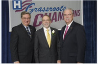 On May 8 in Washington, D.C., AHA recognized New York's grassroots advocate of the year: William Streck, M.D., President and Chief Executive Officer (CEO) of Bassett Health Network in Cooperstown. Dr. Streck is pictured with HANYS President Daniel Sisto (left) and AHA President Richard Umbdenstock (right). On May 8 in Washington, D.C., AHA recognized New York's grassroots advocate of the year: William Streck, M.D., President and Chief Executive Officer (CEO) of Bassett Health Network in Cooperstown. Dr. Streck is pictured with HANYS President Daniel Sisto (left) and AHA President Richard Umbdenstock (right).