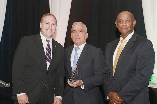 2019 Grassroots Champion Award winner Dr. Daniel J. Messina, president and chief executive officer, Richmond University Medical Center, with Nick Henley, vice president of external affairs, HANYS (left), and Michael Draine, regional executive for New York, American Hospital Association. 2019 Grassroots Champion Award winner Dr. Daniel J. Messina, president and chief executive officer, Richmond University Medical Center, with Nick Henley, vice president of external affairs, HANYS (left), and Michael Draine, regional executive for New York, American Hospital Association.