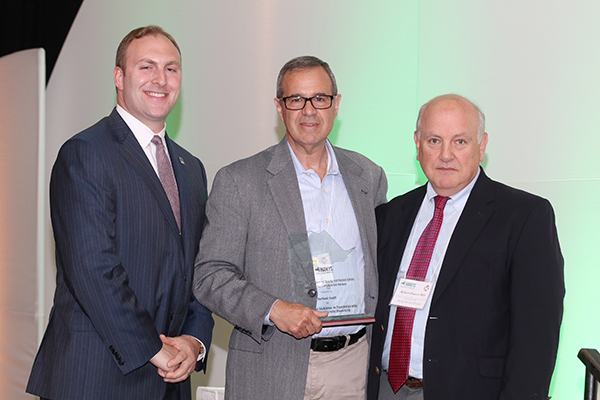 Mark Solazzo, Executive Vice President and Chief Operating Officer, accepted the Pinnacle Award on behalf of Northwell Health; pictured here with Nick Henley, HANYS Vice President of External Affairs (left), and Dr. Robert Panzer, HANYS’ Quality Steering Committee Chairman and Associate Vice President for Patient Care Quality and Safety and Chief Quality Officer, Strong Memorial Hospital.